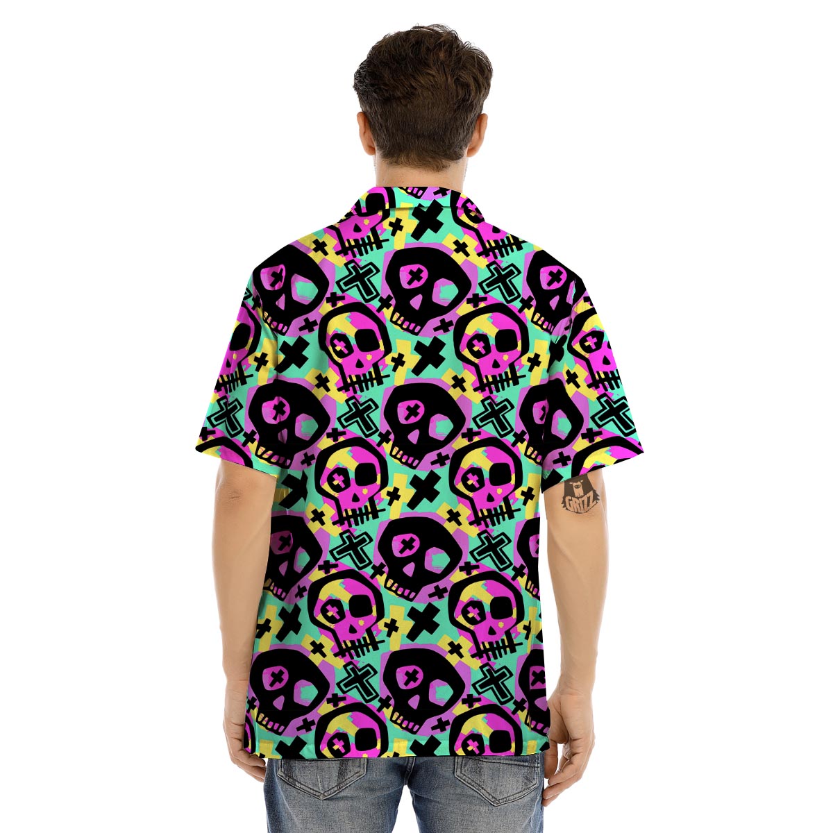 Graffiti Skull Men’s Hawaiian Shirt-grizzshop