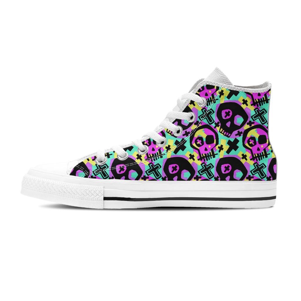 Graffiti Skull Men's High Top Shoes-grizzshop