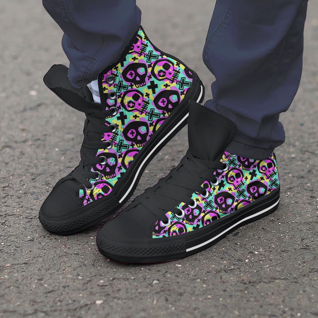 Graffiti Skull Men's High Top Shoes-grizzshop