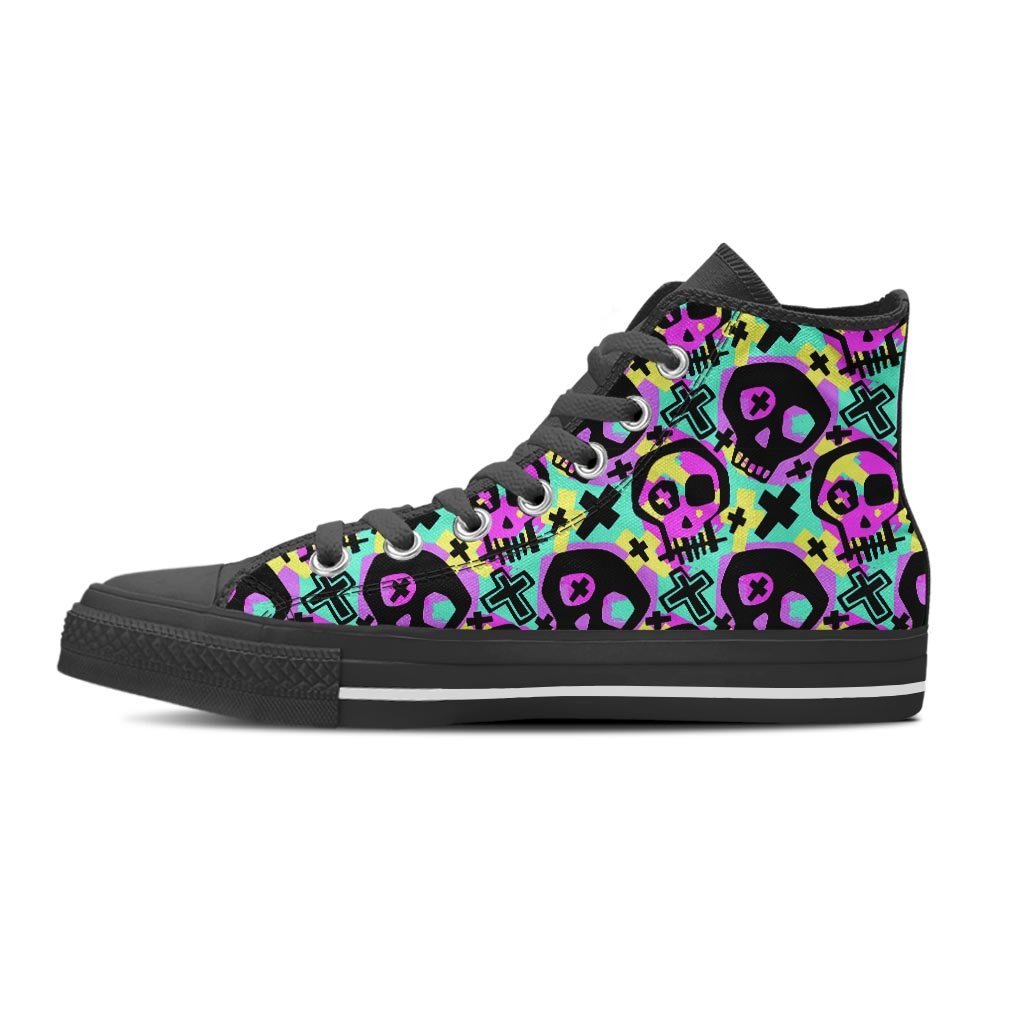 Graffiti Skull Men's High Top Shoes-grizzshop