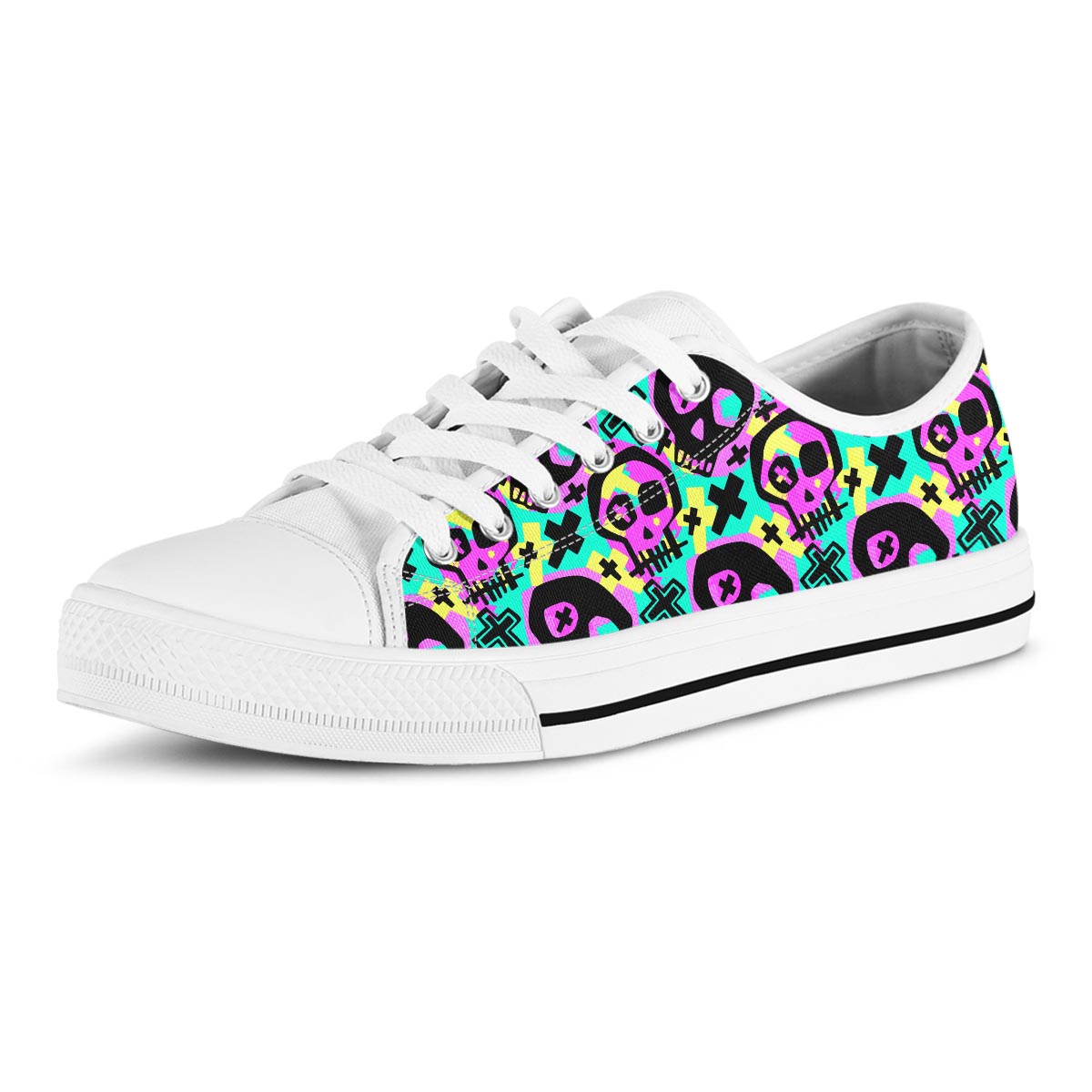 Graffiti Skull Men's Low Top Shoes-grizzshop