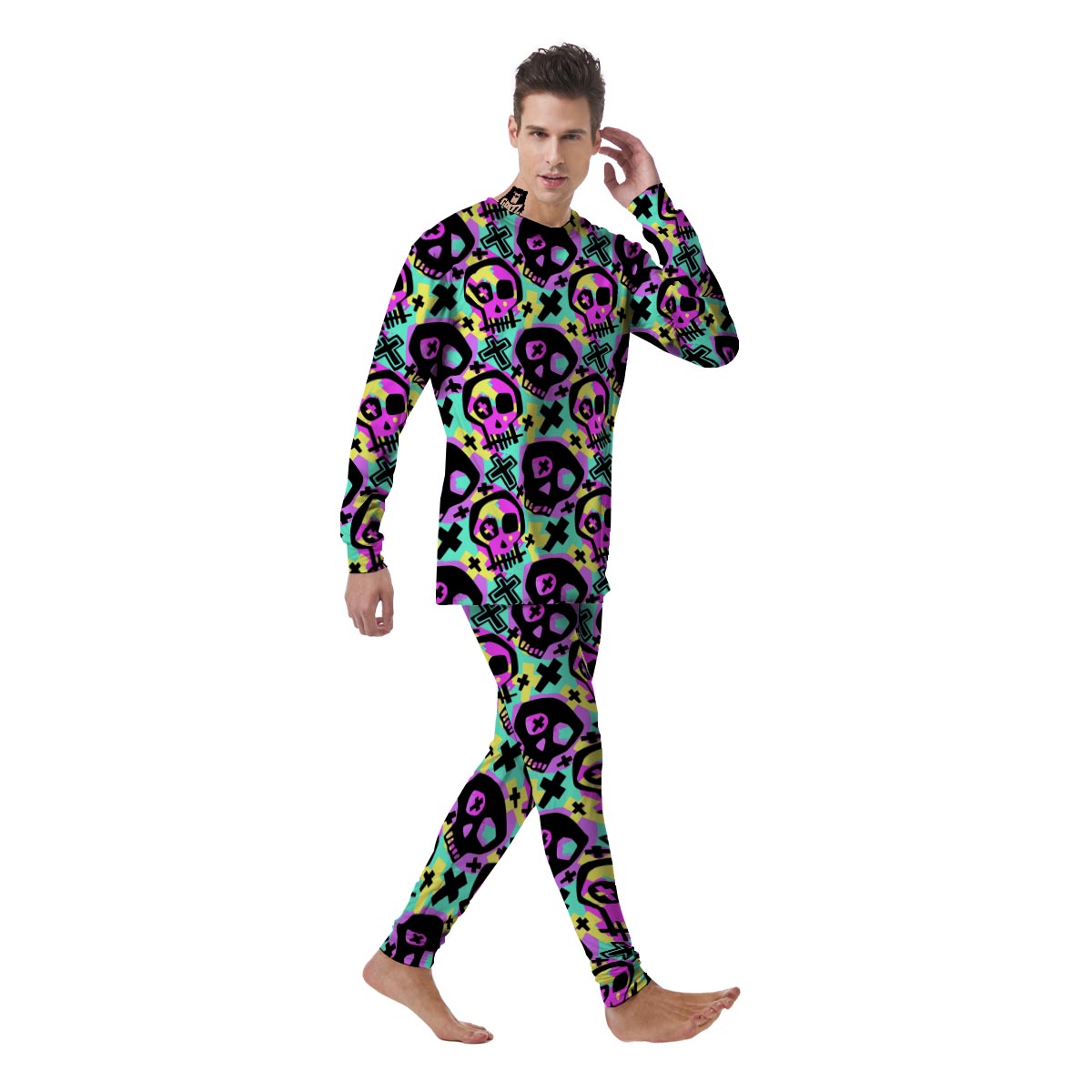 Graffiti Skull Men's Pajamas-grizzshop