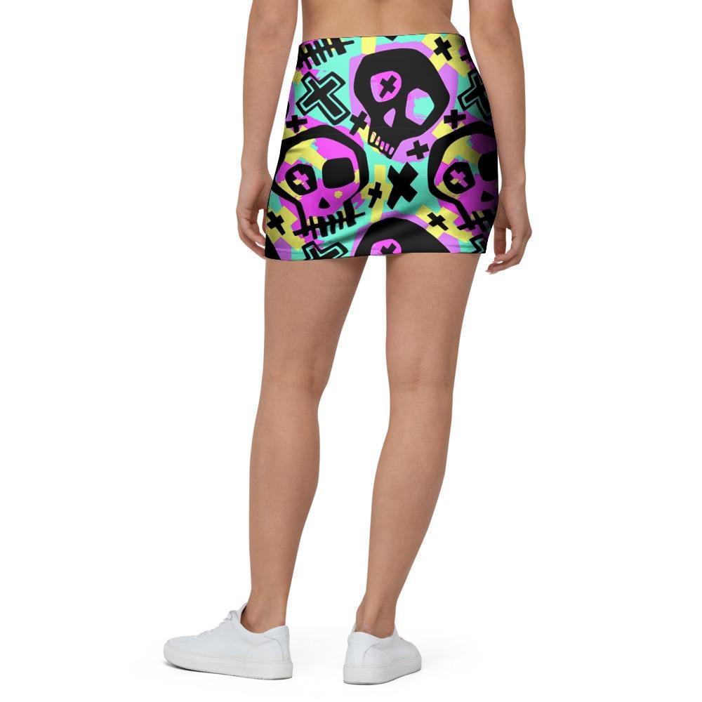 Graffiti Skull Mini Skirt-grizzshop