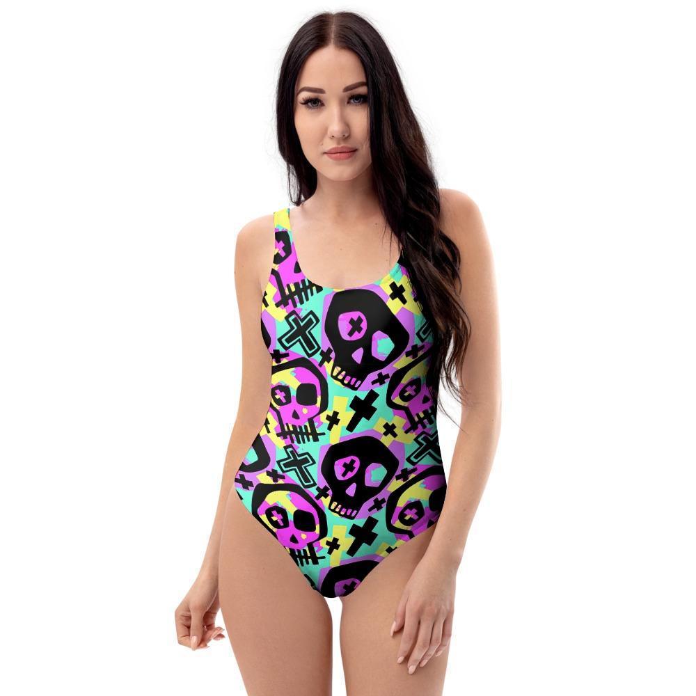 Graffiti Skull One Piece Swimsuite-grizzshop