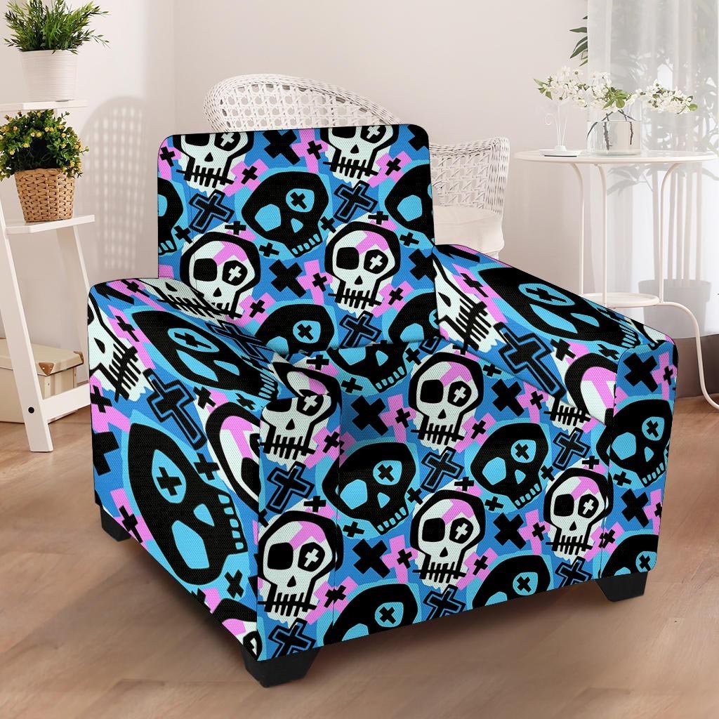 Graffiti Skull Print Armchair Cover-grizzshop