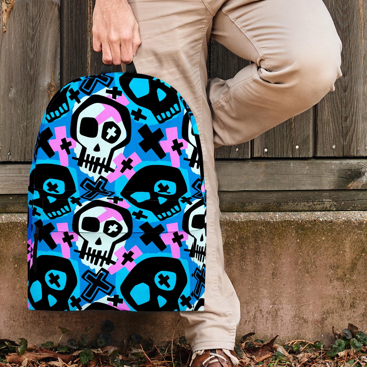 Graffiti Skull Print Backpack-grizzshop