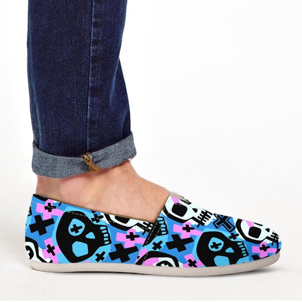 Graffiti Skull Print Canvas Shoes-grizzshop