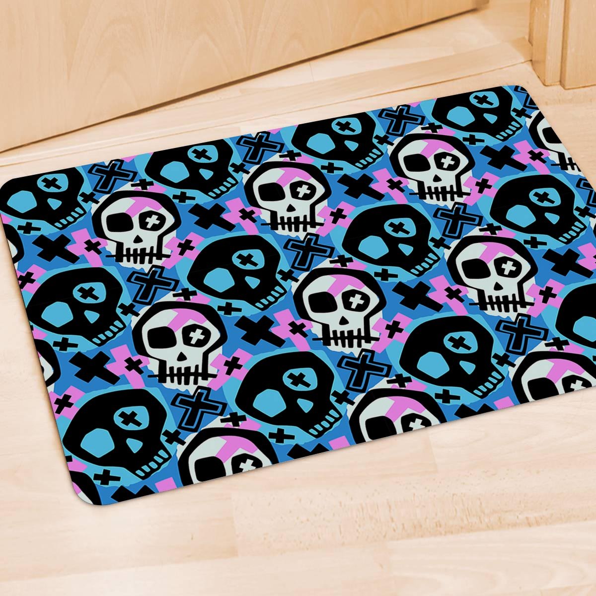 Graffiti Skull Print Door Mat-grizzshop