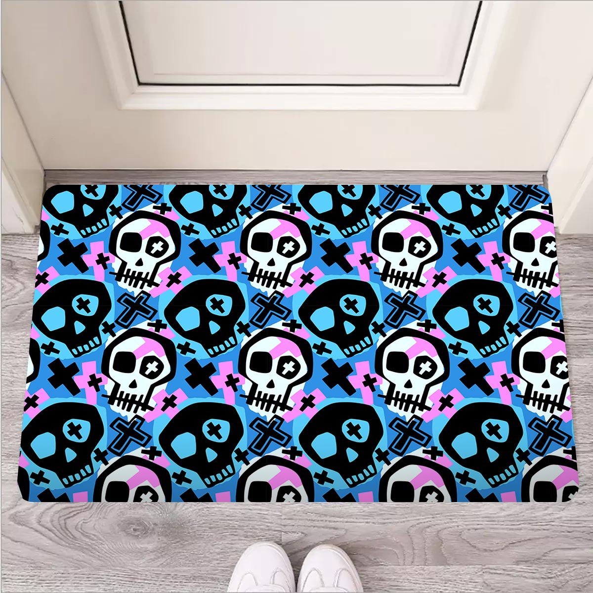 Graffiti Skull Print Door Mat-grizzshop