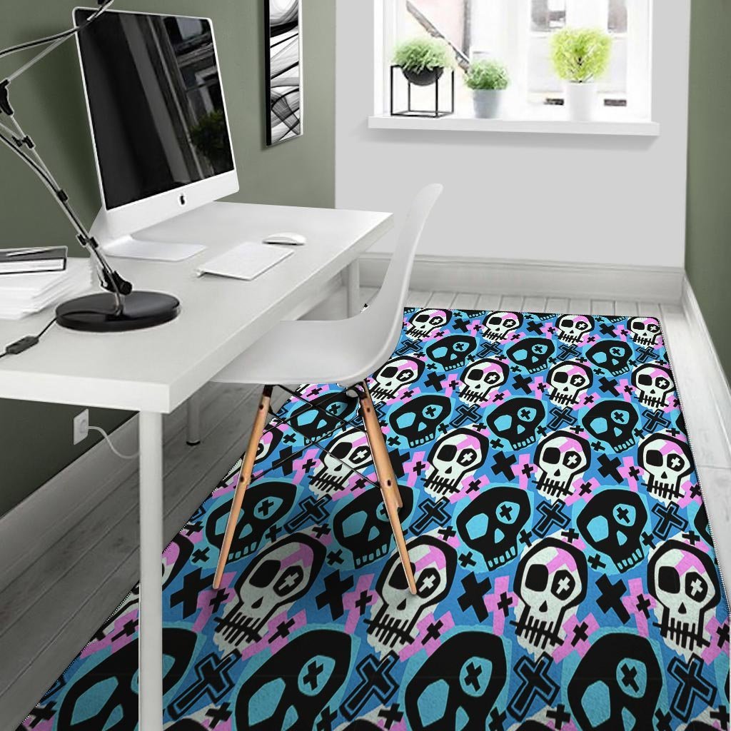 Graffiti Skull Print Floor Mat-grizzshop