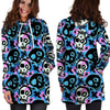 Graffiti Skull Print Hoodie Dress-grizzshop