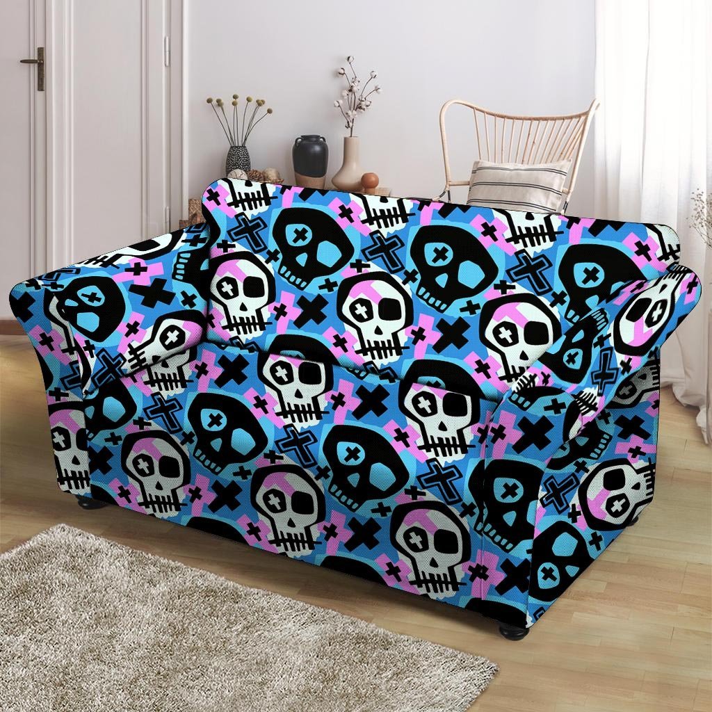 Graffiti Skull Print Loveseat Cover-grizzshop