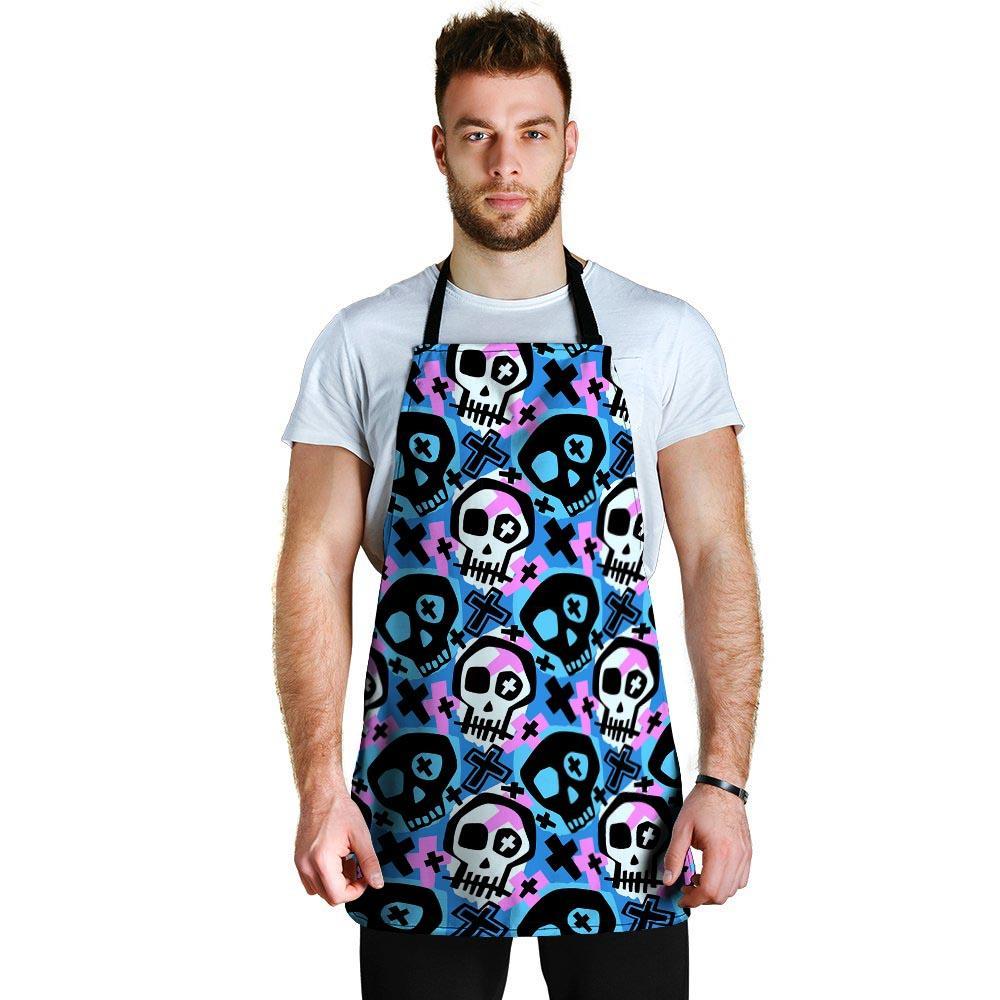 Graffiti Skull Print Men's Apron-grizzshop