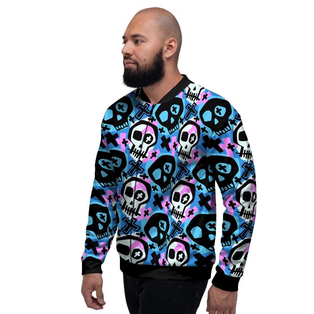 Graffiti Skull Print Men's Bomber Jacket-grizzshop