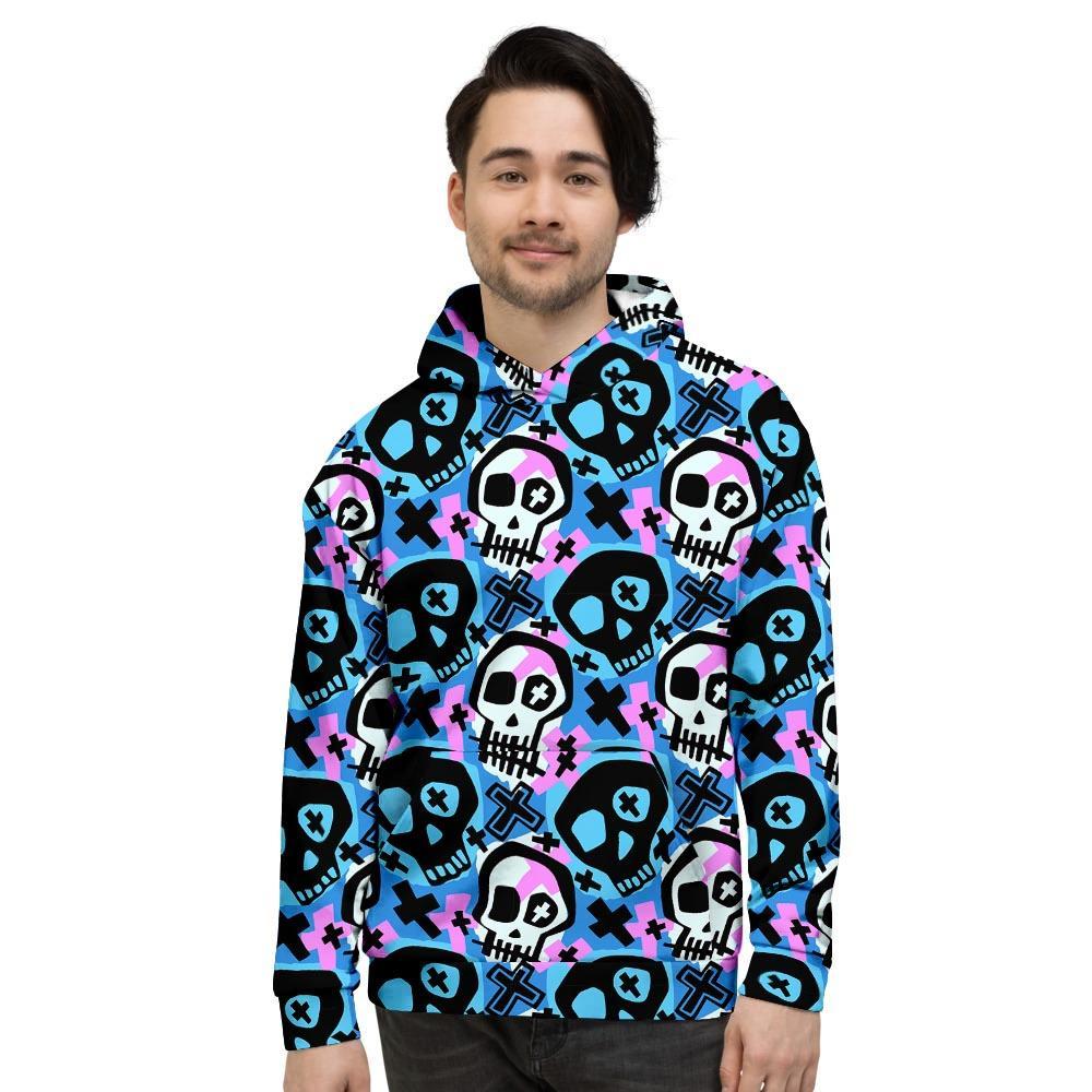 Graffiti Skull Print Men's Hoodie-grizzshop