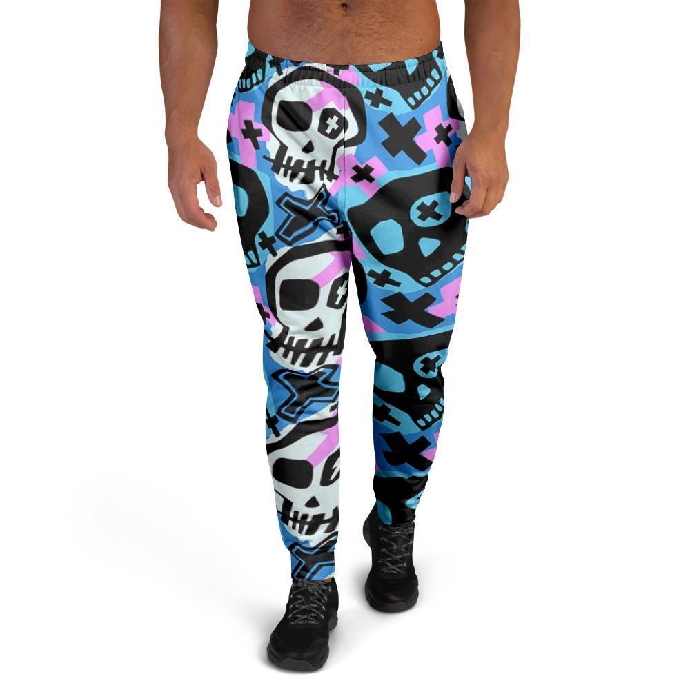 Graffiti Skull Print Men's Joggers-grizzshop