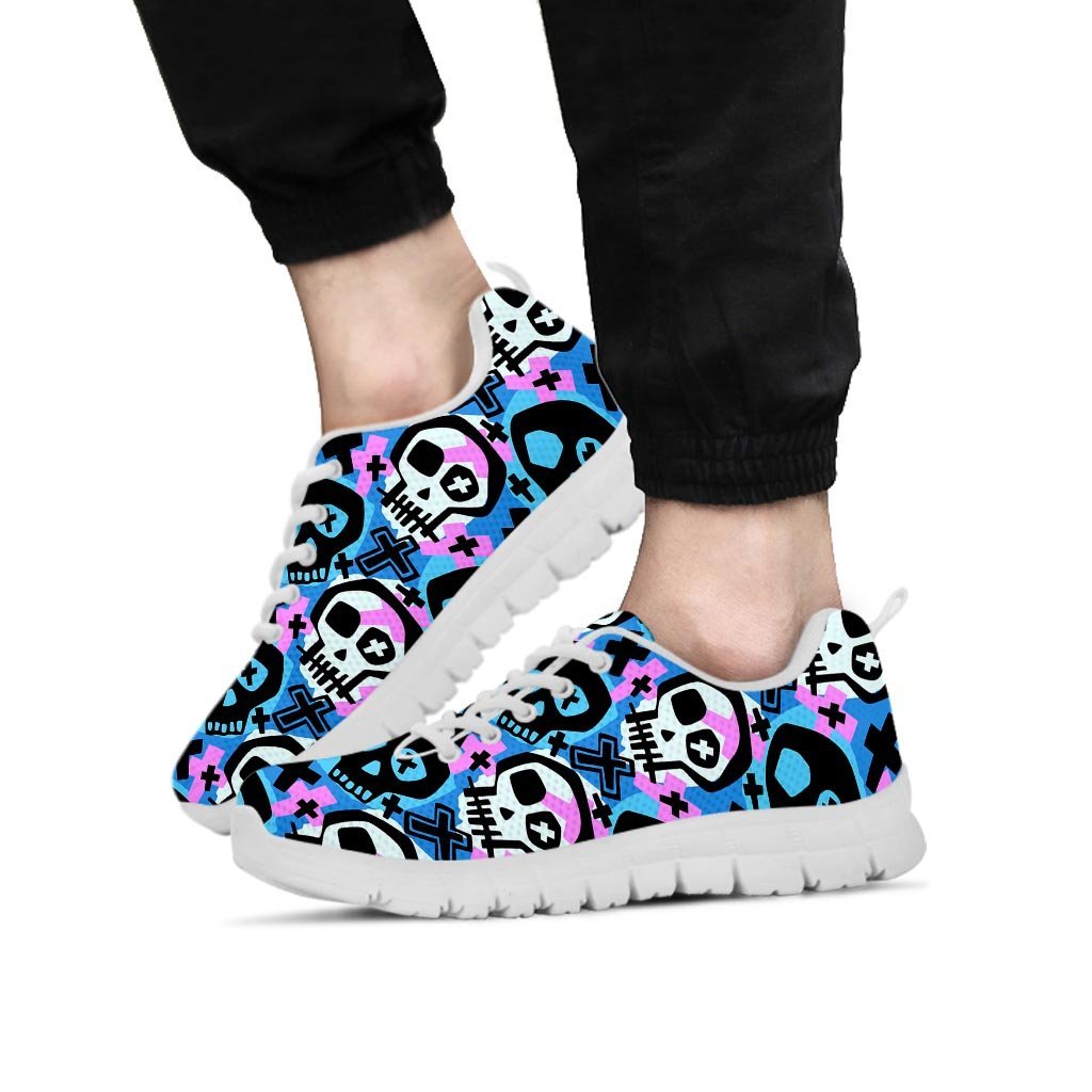 Graffiti Skull Print Men's Sneakers-grizzshop