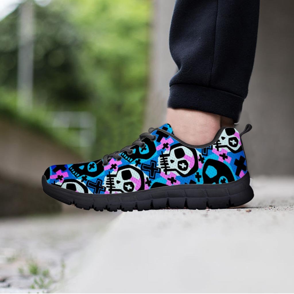 Graffiti Skull Print Men's Sneakers-grizzshop