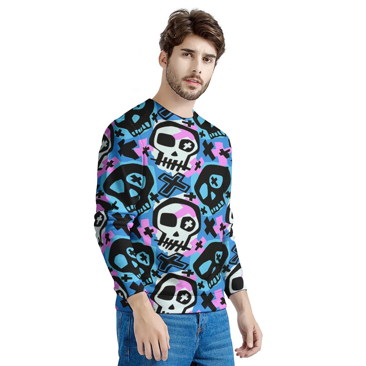 Graffiti Skull Print Men's Sweatshirt-grizzshop