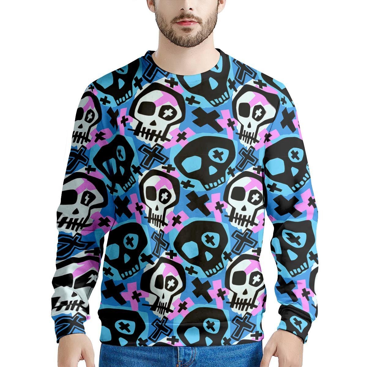 Graffiti Skull Print Men's Sweatshirt-grizzshop