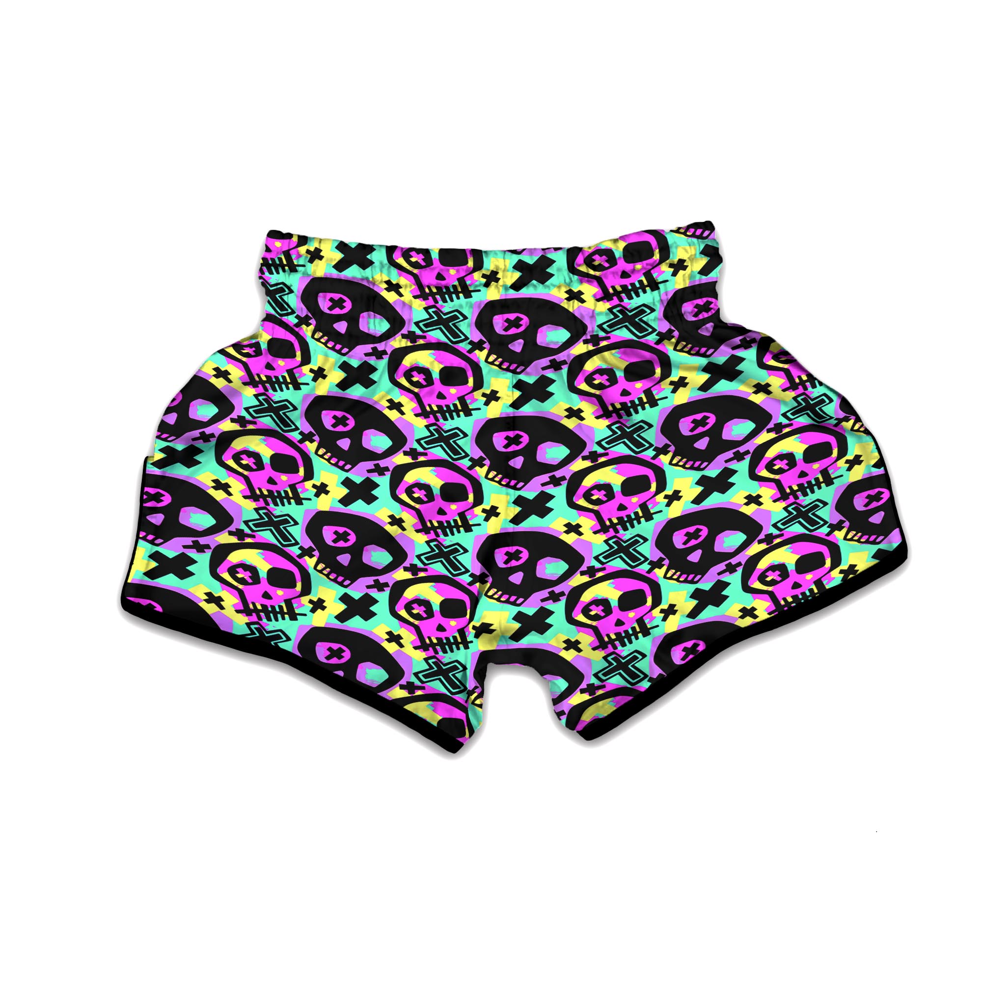 Graffiti Skull Print Muay Thai Boxing Shorts-grizzshop