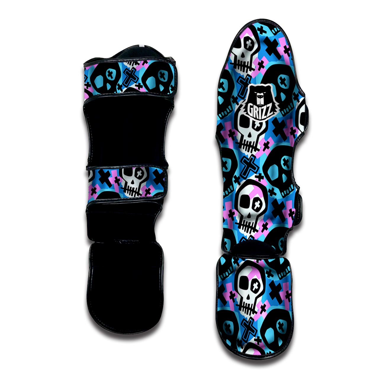 Graffiti Skull Print Muay Thai Shin Guard-grizzshop