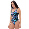 Graffiti Skull Print One Piece Swimsuite-grizzshop