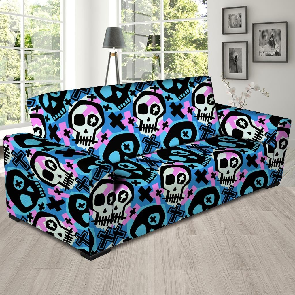 Graffiti Skull Print Sofa Cover-grizzshop