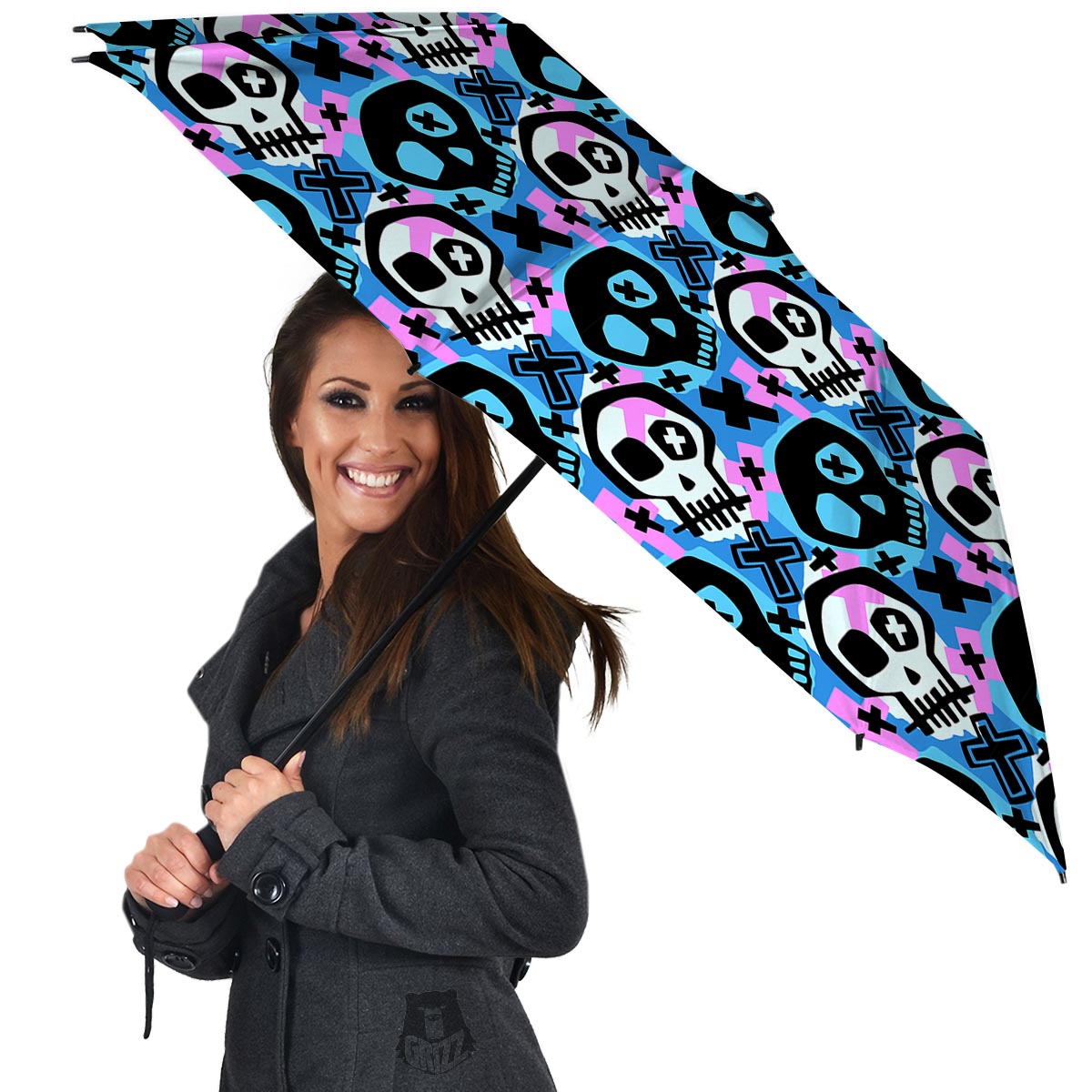 Graffiti Skull Print Umbrella-grizzshop