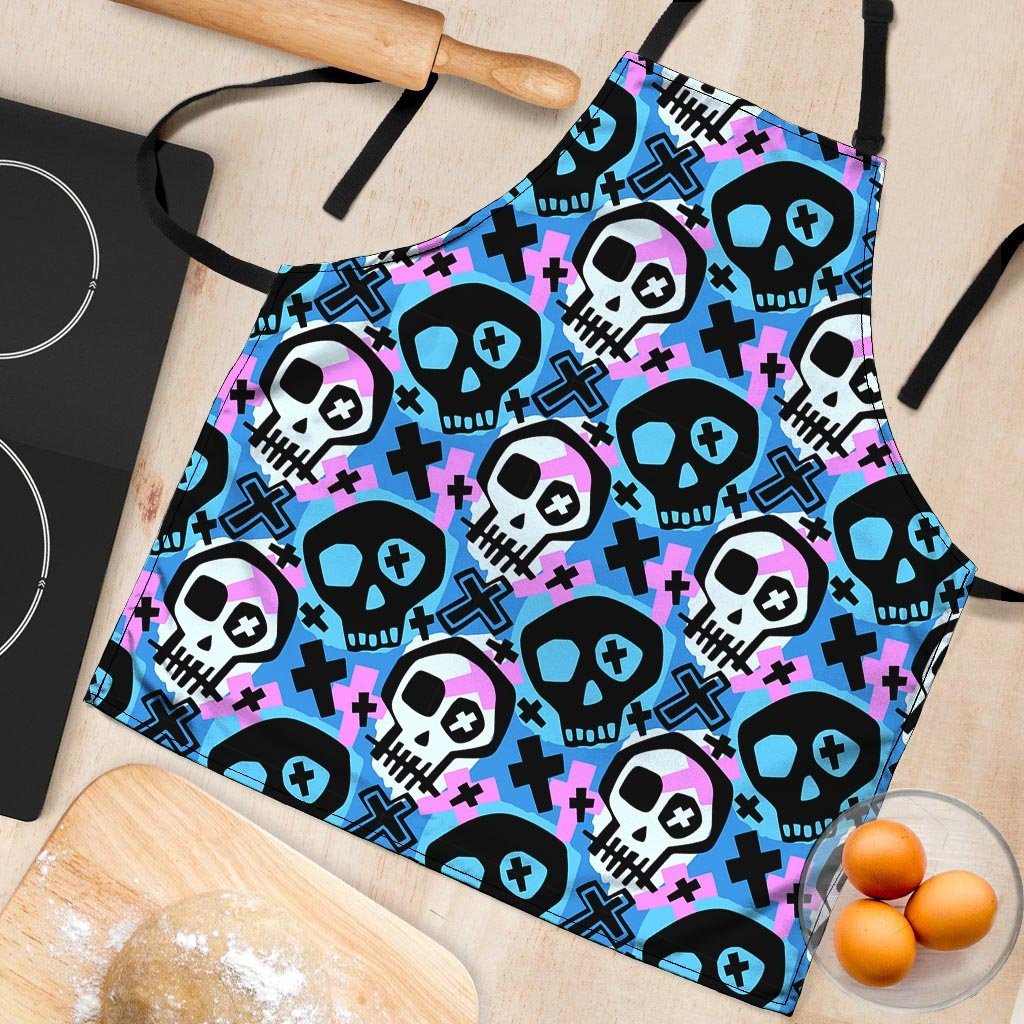 Graffiti Skull Print Women's Apron-grizzshop