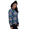 Graffiti Skull Print Women's Bomber Jacket-grizzshop