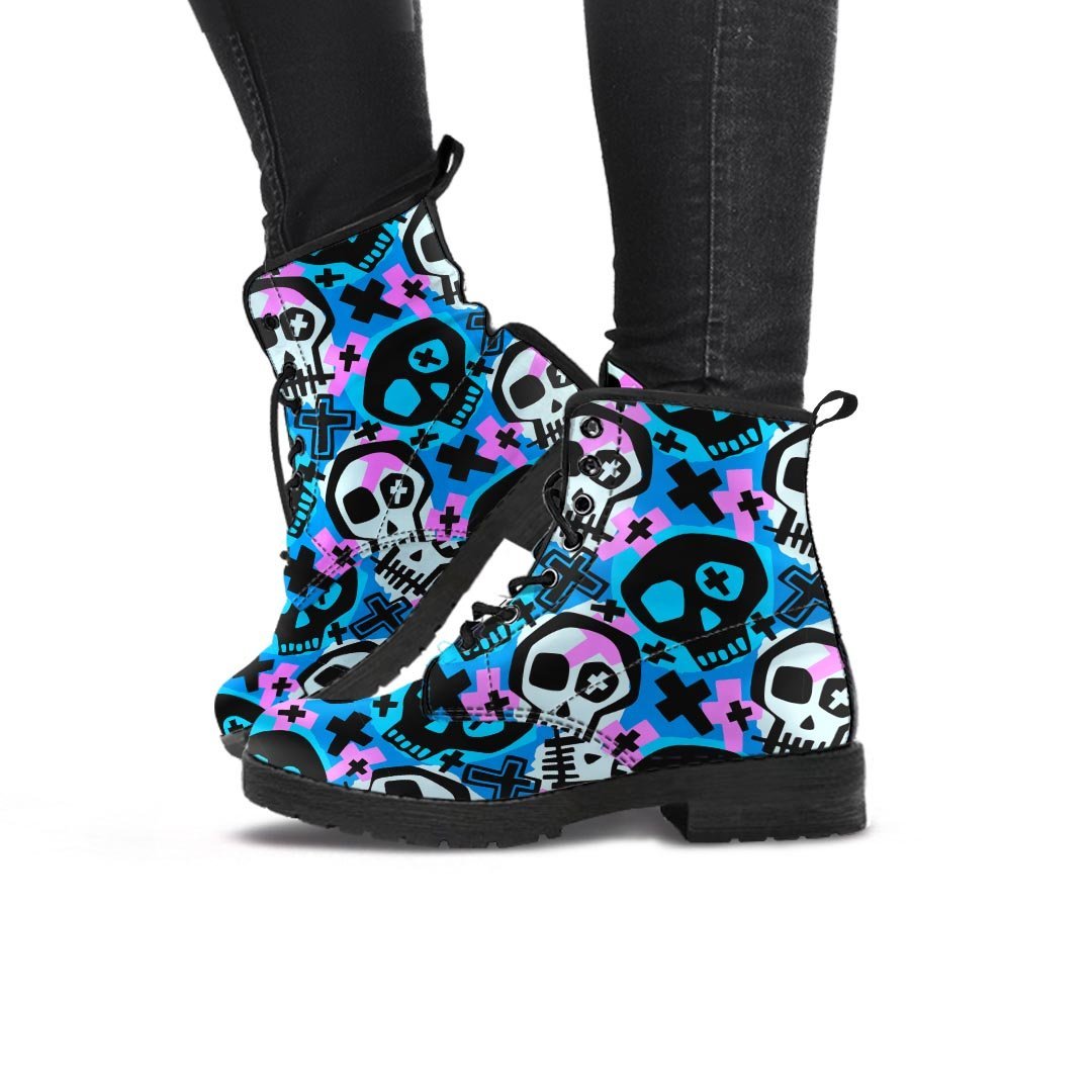 Graffiti Skull Print Women's Boots-grizzshop