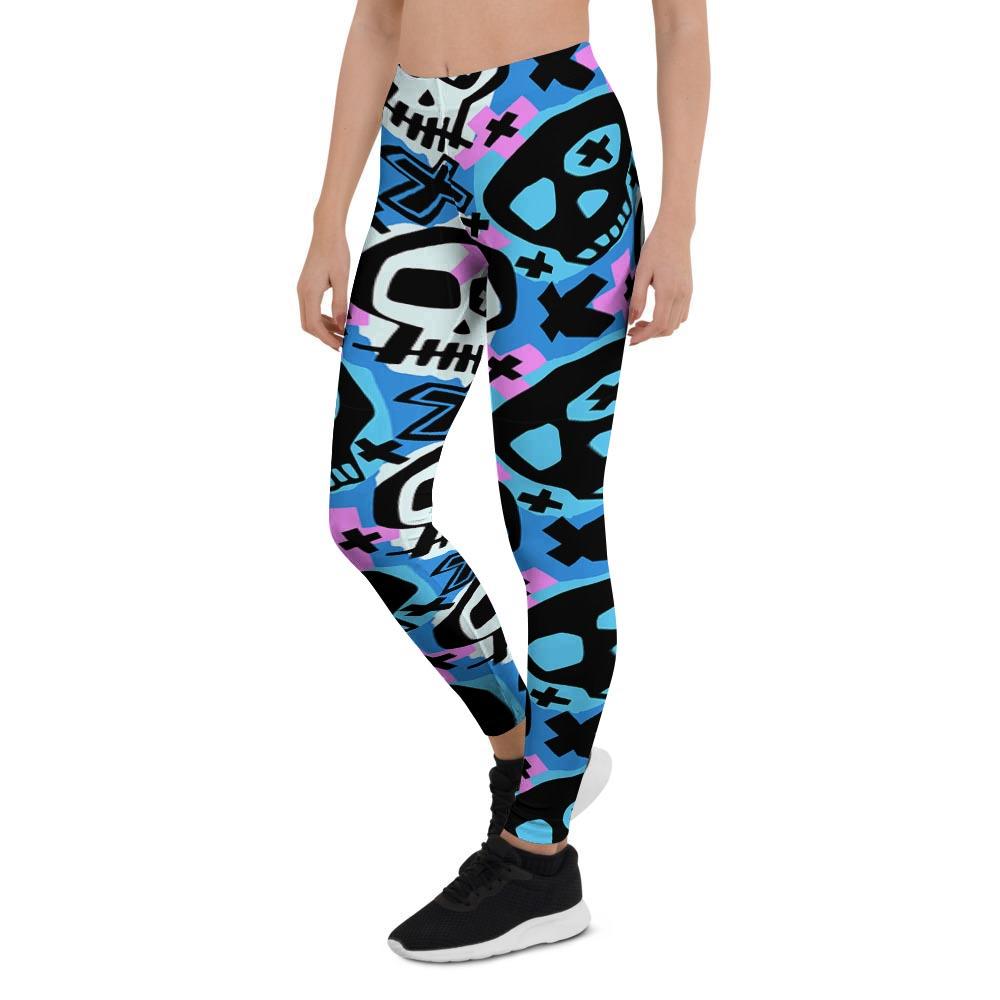 Graffiti Skull Print Women's Leggings-grizzshop