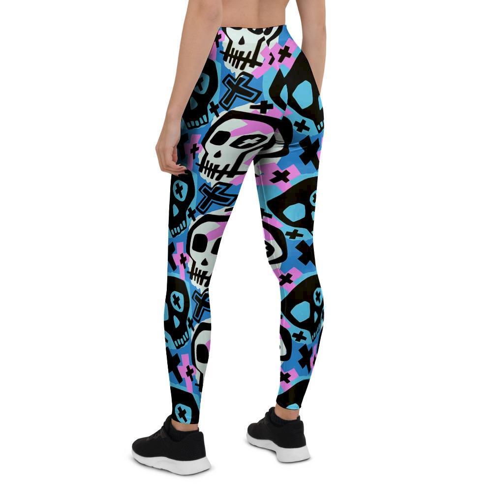 Graffiti Skull Print Women's Leggings-grizzshop