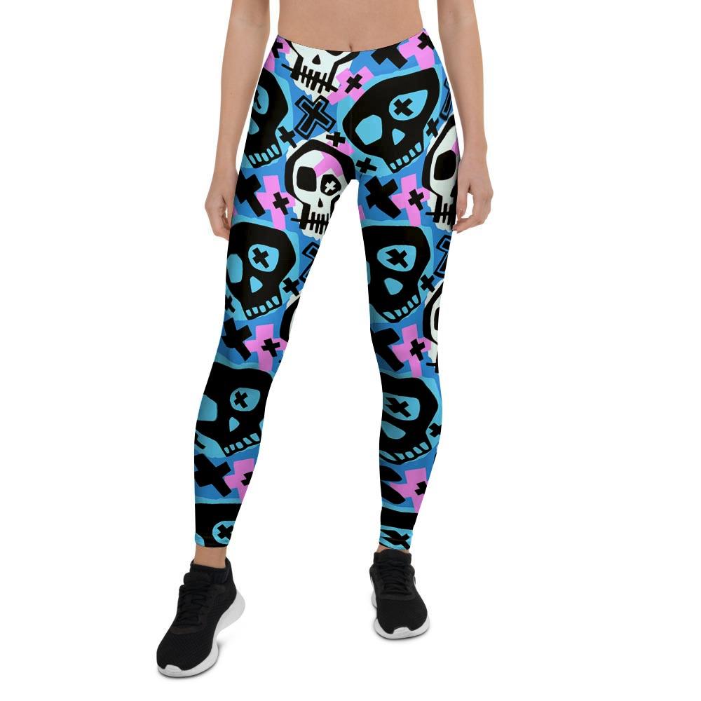 Graffiti Skull Print Women's Leggings-grizzshop