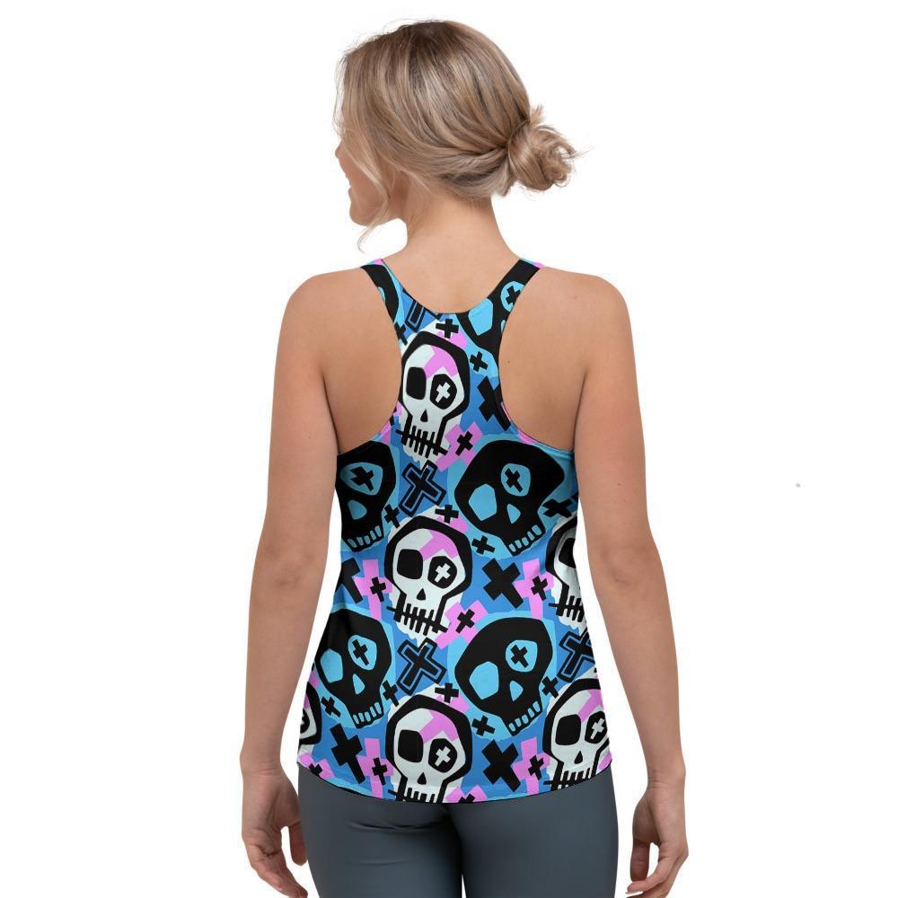 Graffiti Skull Print Women's Racerback Tank Top-grizzshop