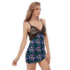 Graffiti Skull Print Women's Sexy Night Dress-grizzshop