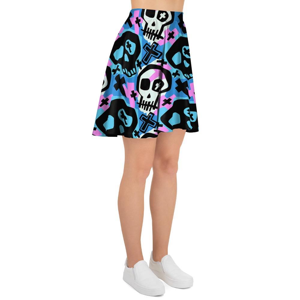 Graffiti Skull Print Women's Skirt-grizzshop