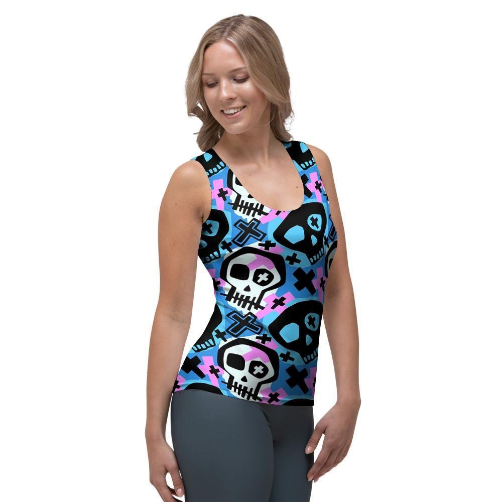 Graffiti Skull Print Women's Tank Top-grizzshop