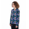 Graffiti Skull Print Women's Zip Up Hoodie-grizzshop