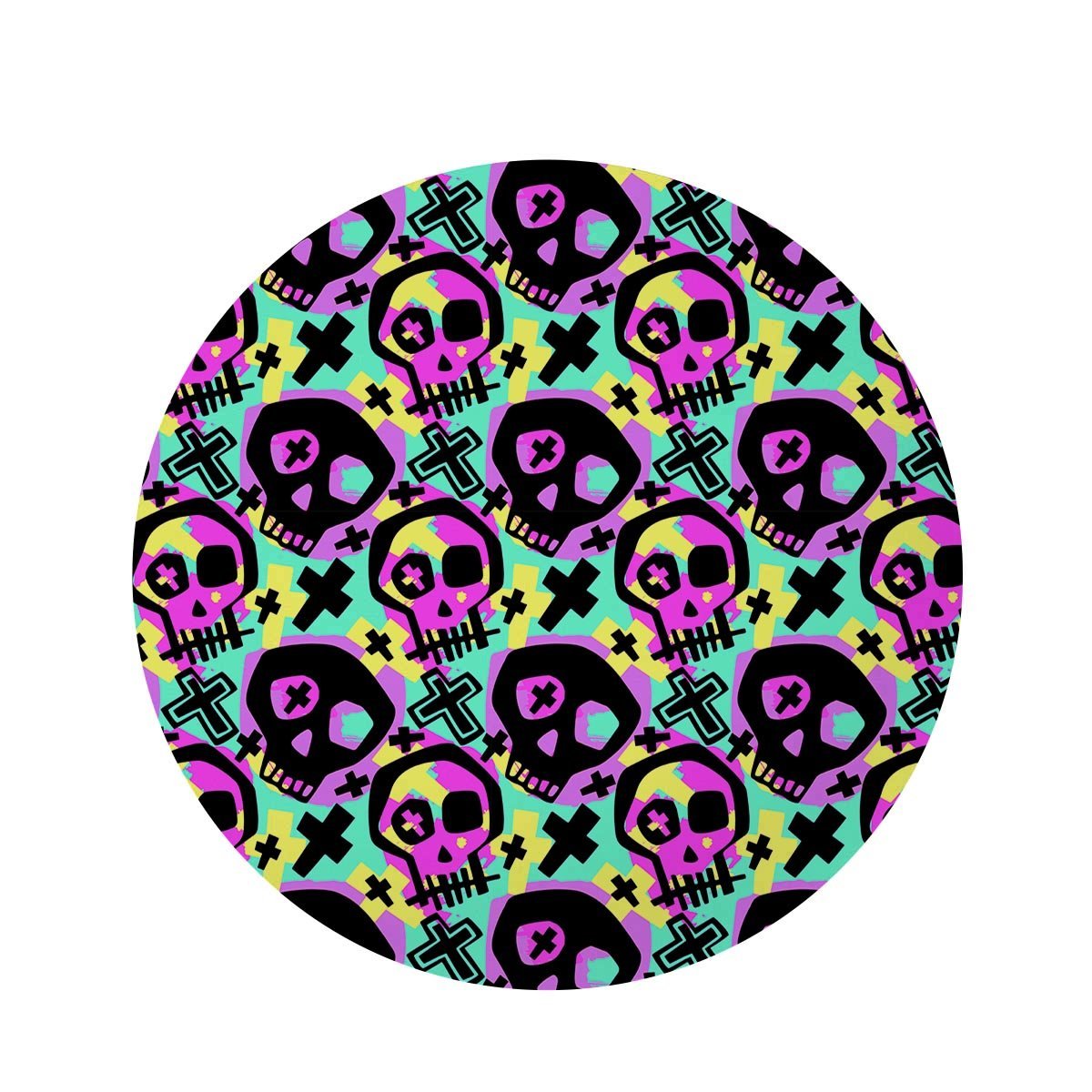 Graffiti Skull Round Rug-grizzshop