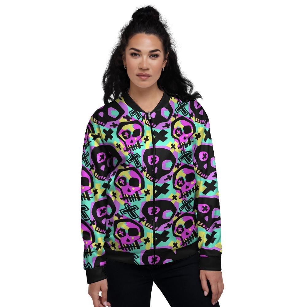 Graffiti Skull Women's Bomber Jacket-grizzshop