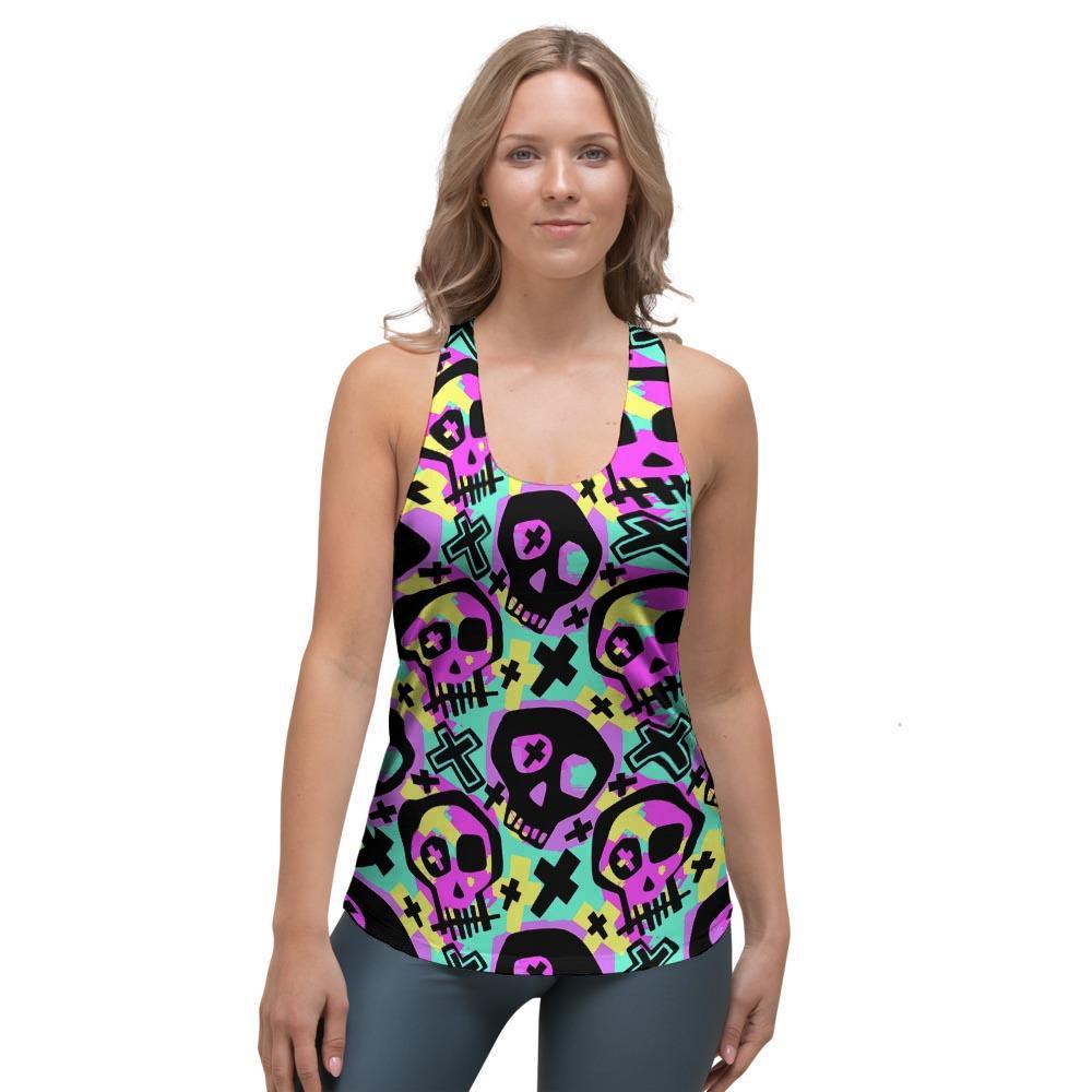 Graffiti Skull Women's Racerback Tank Top-grizzshop