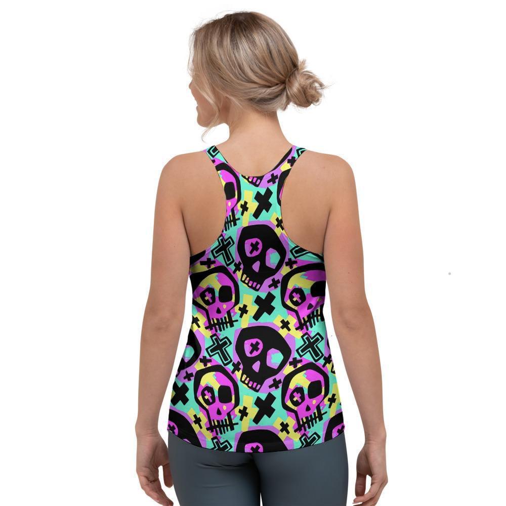 Graffiti Skull Women's Racerback Tank Top-grizzshop