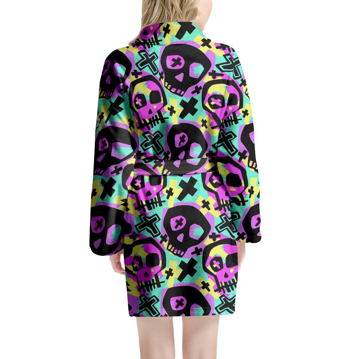 Graffiti Skull Women's Robe-grizzshop