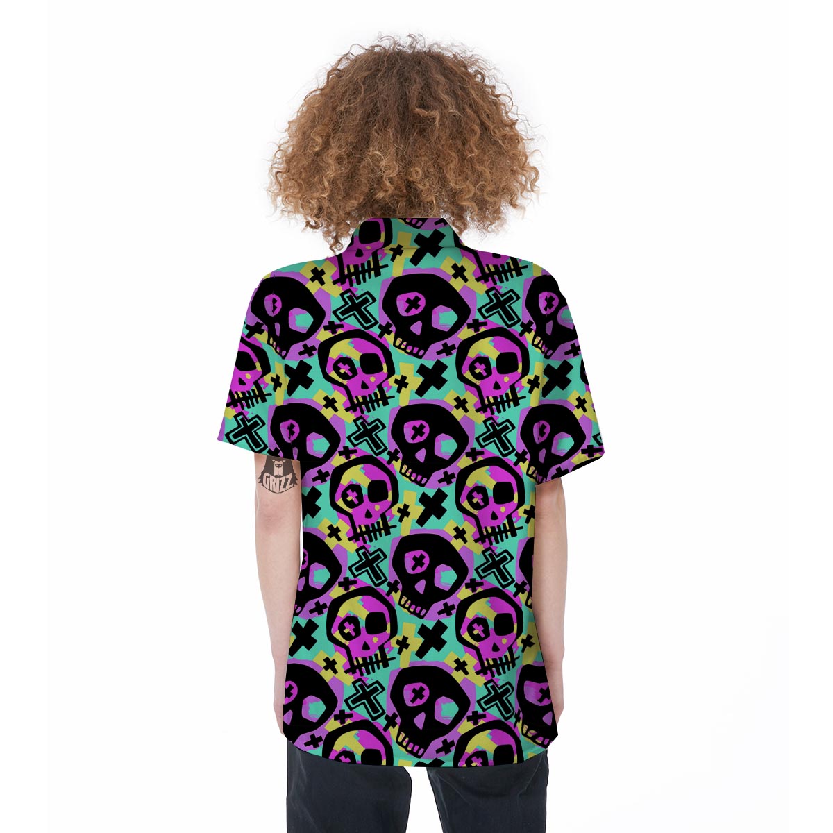 Graffiti Skull Women's Short Sleeve Shirts-grizzshop