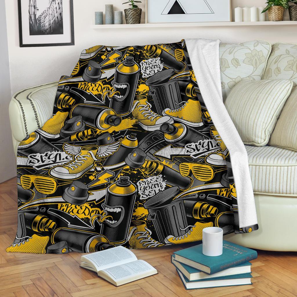 Graffiti Spray Pattern Print Blanket-grizzshop