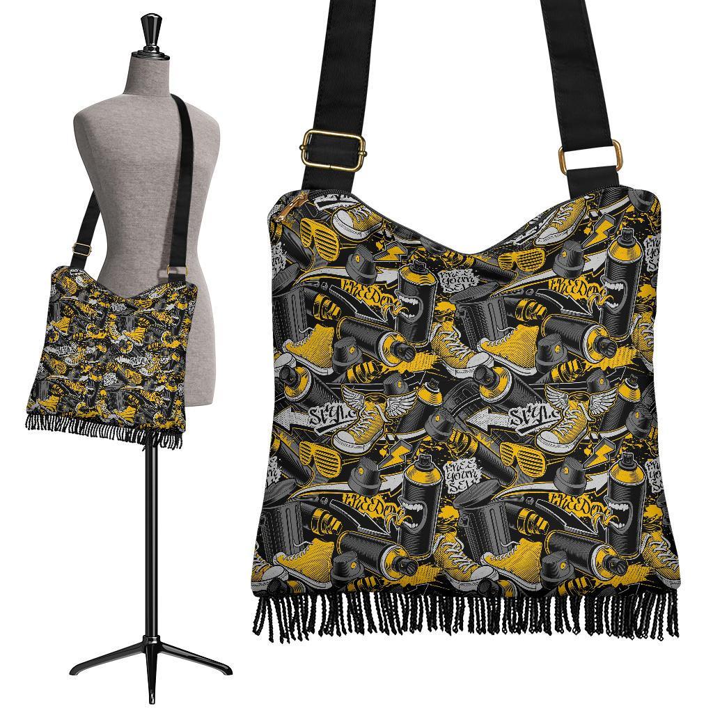 Graffiti Spray Pattern Print Crossbody Bags-grizzshop