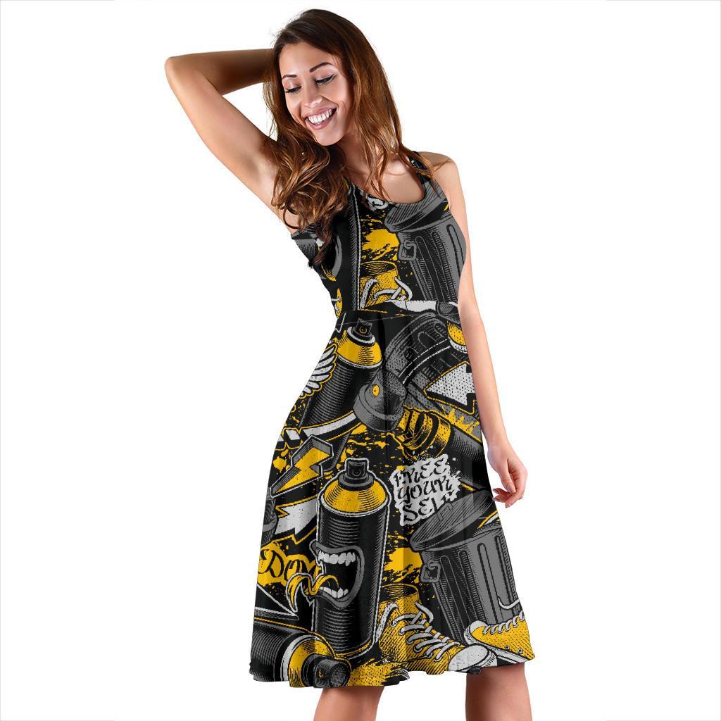 Graffiti Spray Pattern Print Dress-grizzshop