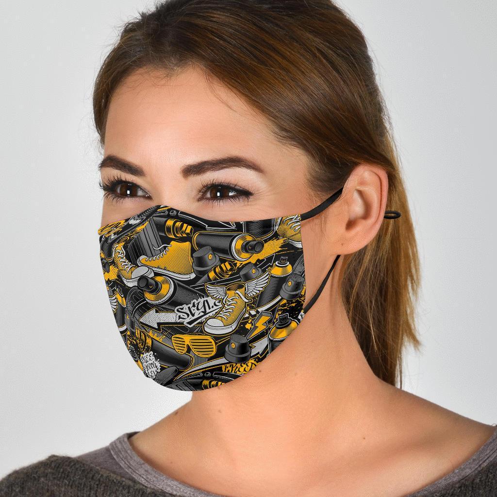 Graffiti Spray Pattern Print Face Mask-grizzshop